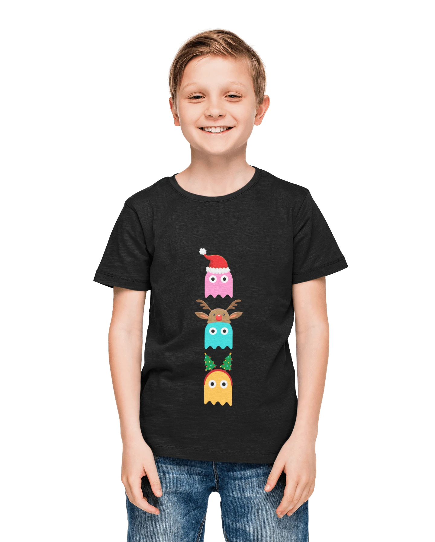 Christmas Ghost Munching Kids T-Shirt 1 Christmas Ghost Munching Kids T-Shirt