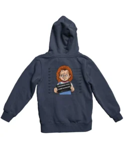 Chucky Mugshot Horror Film Tribute Adult Back Printed Hoodie