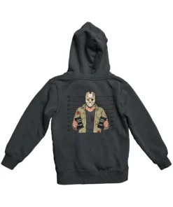 Jason Mugshot Horror Film Tribute Adult Back Printed Hoodie