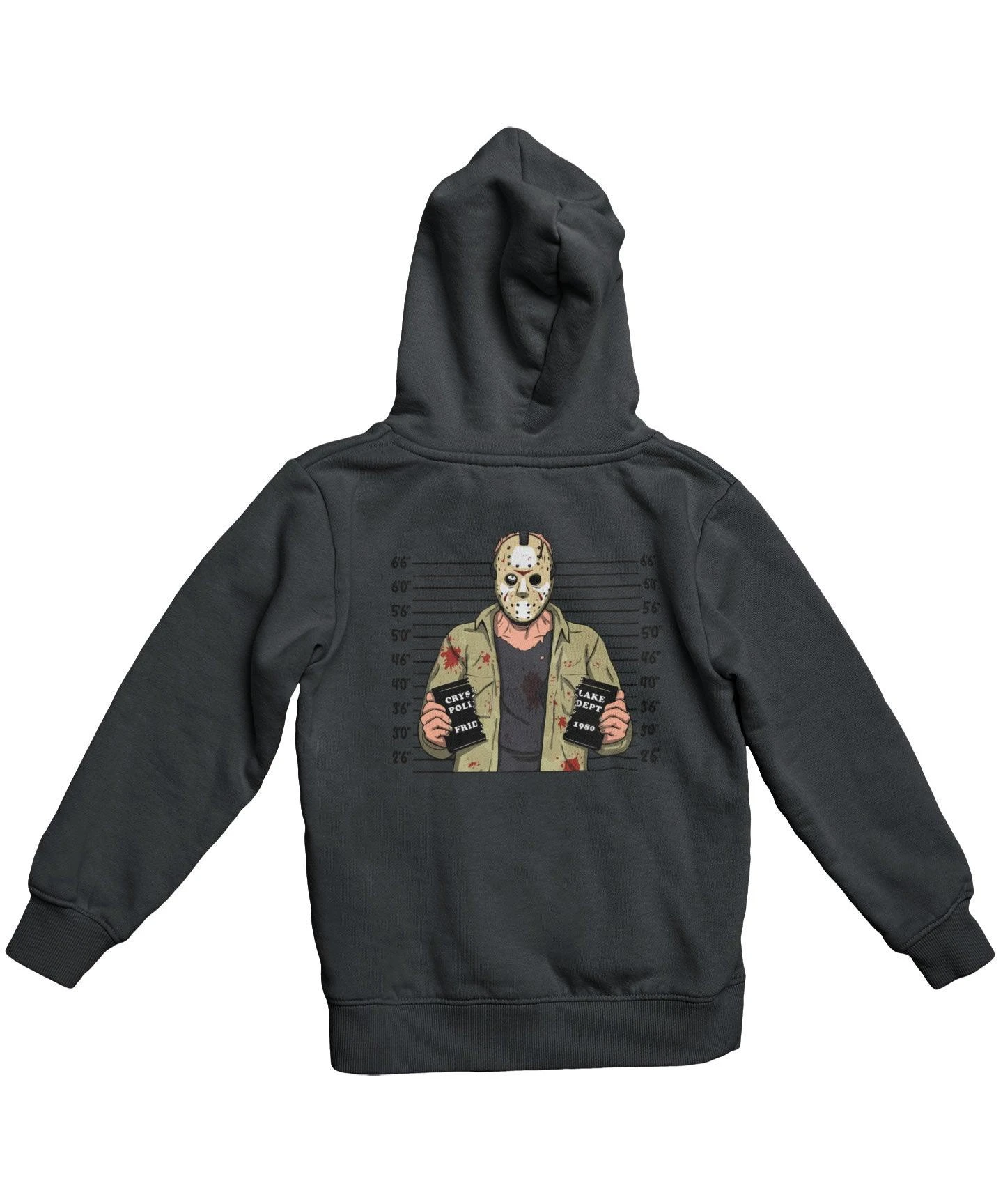 Jason Mugshot Horror Film Tribute Adult Back Printed Hoodie 1 Jason Mugshot Horror Film Tribute Adult Back Printed Hoodie