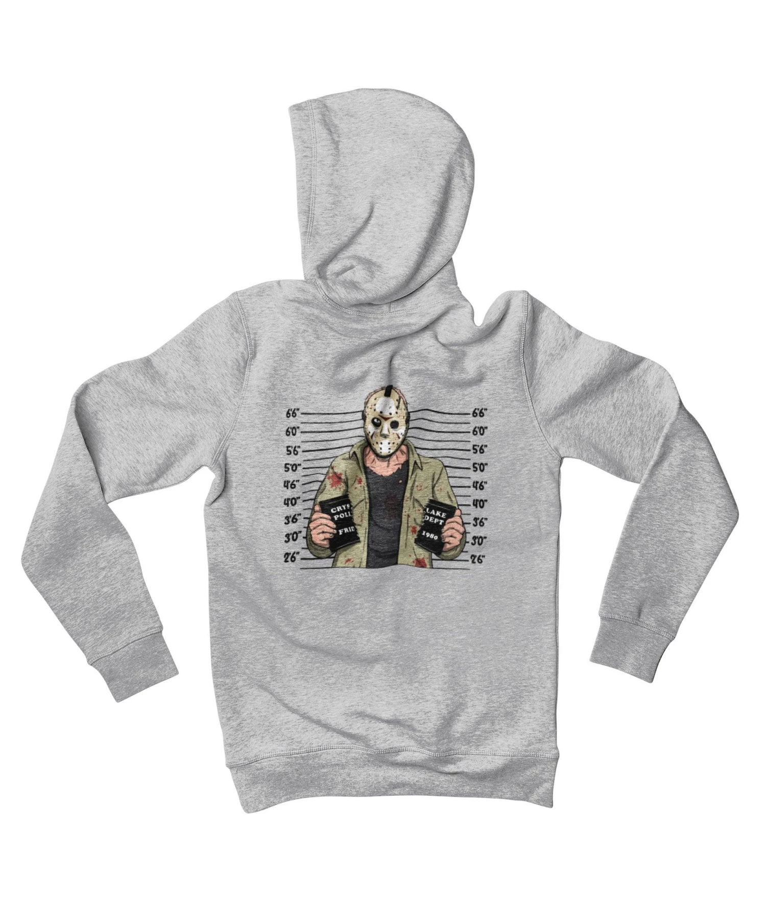 Jason Mugshot Horror Film Tribute Adult Back Printed Hoodie 4 Jason Mugshot Horror Film Tribute Adult Back Printed Hoodie - Image 4
