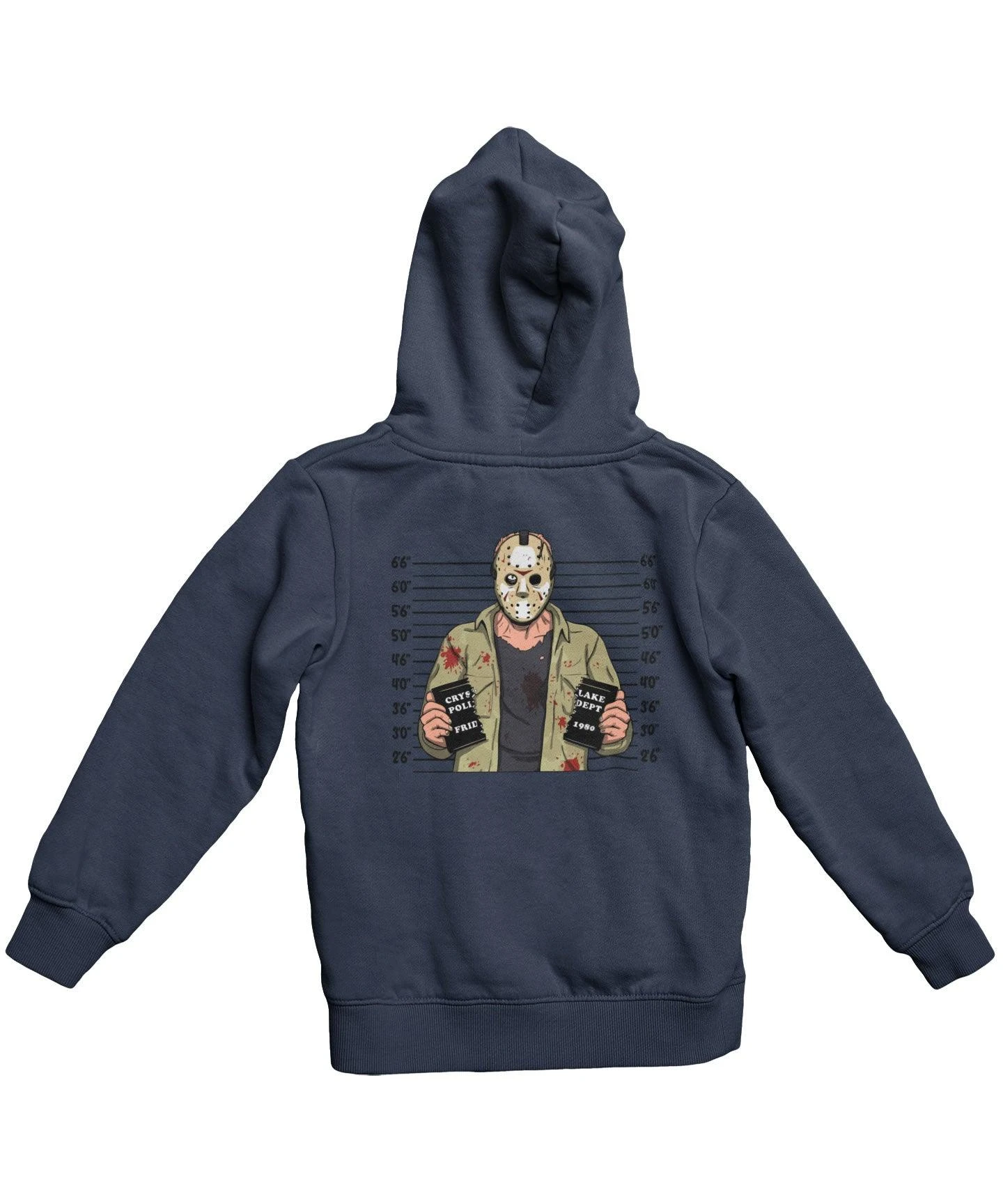Jason Mugshot Horror Film Tribute Adult Back Printed Hoodie 3 Jason Mugshot Horror Film Tribute Adult Back Printed Hoodie - Image 3
