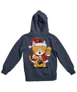 Lucky Meow Santa Back Printed Christmas Hoodie -Maria Kids Central Lucky Meow Santa Back Printed Christmas Graphic Hoodie 8Ball 2714
