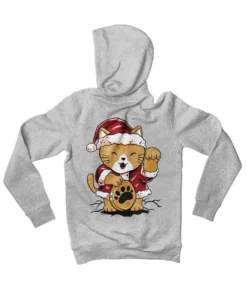 Lucky Meow Santa Back Printed Christmas Hoodie -Maria Kids Central Lucky Meow Santa Back Printed Christmas Graphic Hoodie 8Ball 5116