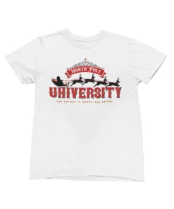 North Pole University Christmas T-Shirt -Maria Kids Central North Pole University Christmas Unisex Mens Graphic T Shirt 8Ball 3243