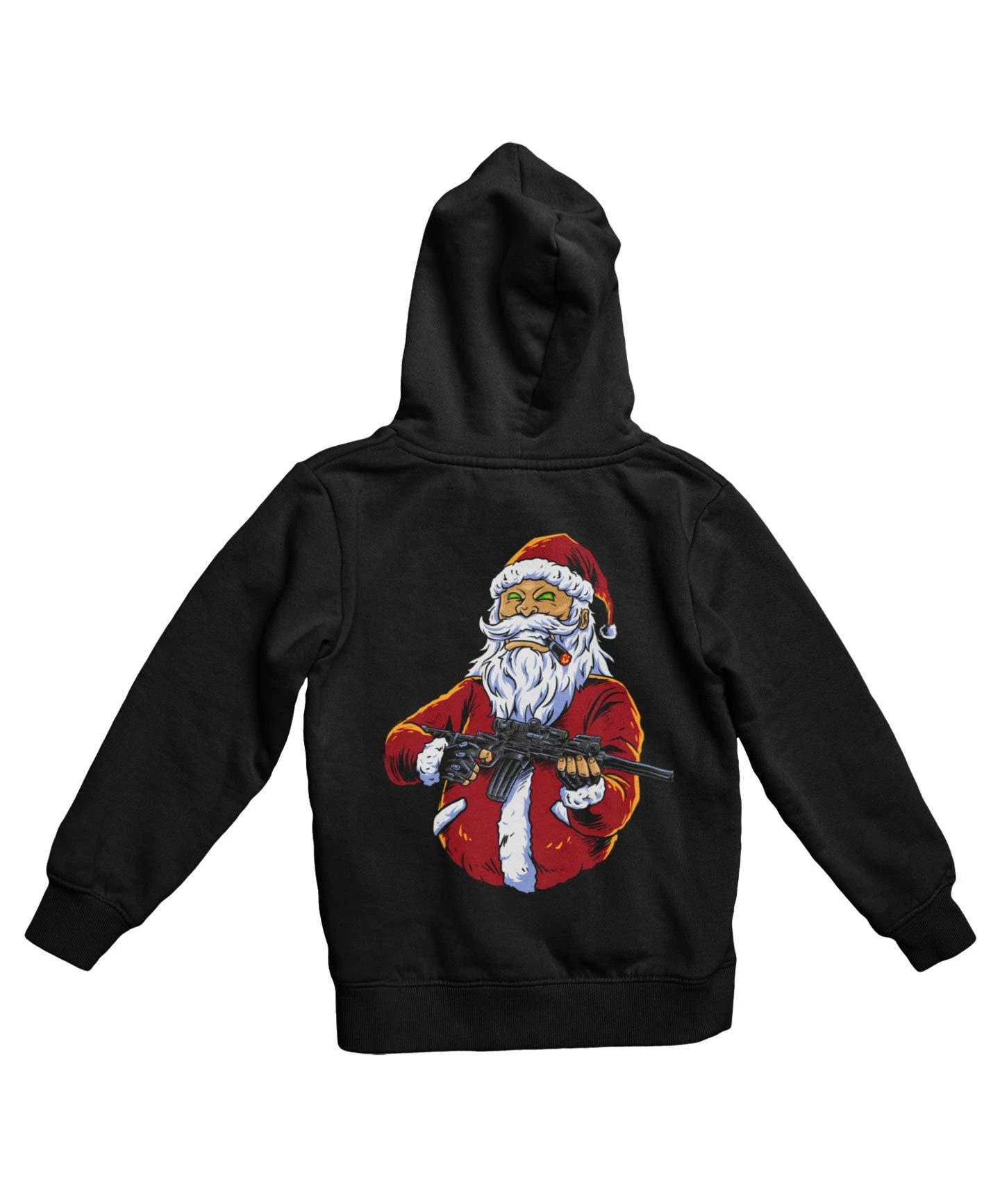 Santa Shoot Em All Back Printed Christmas Hoodie 2 Santa Shoot Em All Back Printed Christmas Hoodie - Image 2