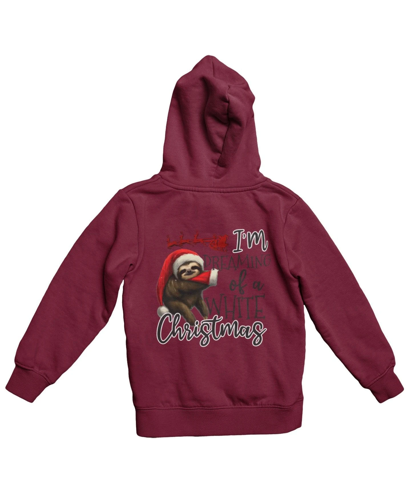 Sloth Dreaming Of A White Christmas Back Printed Sloth Hoodie 3 Sloth Dreaming Of A White Christmas Back Printed Sloth Hoodie - Image 3