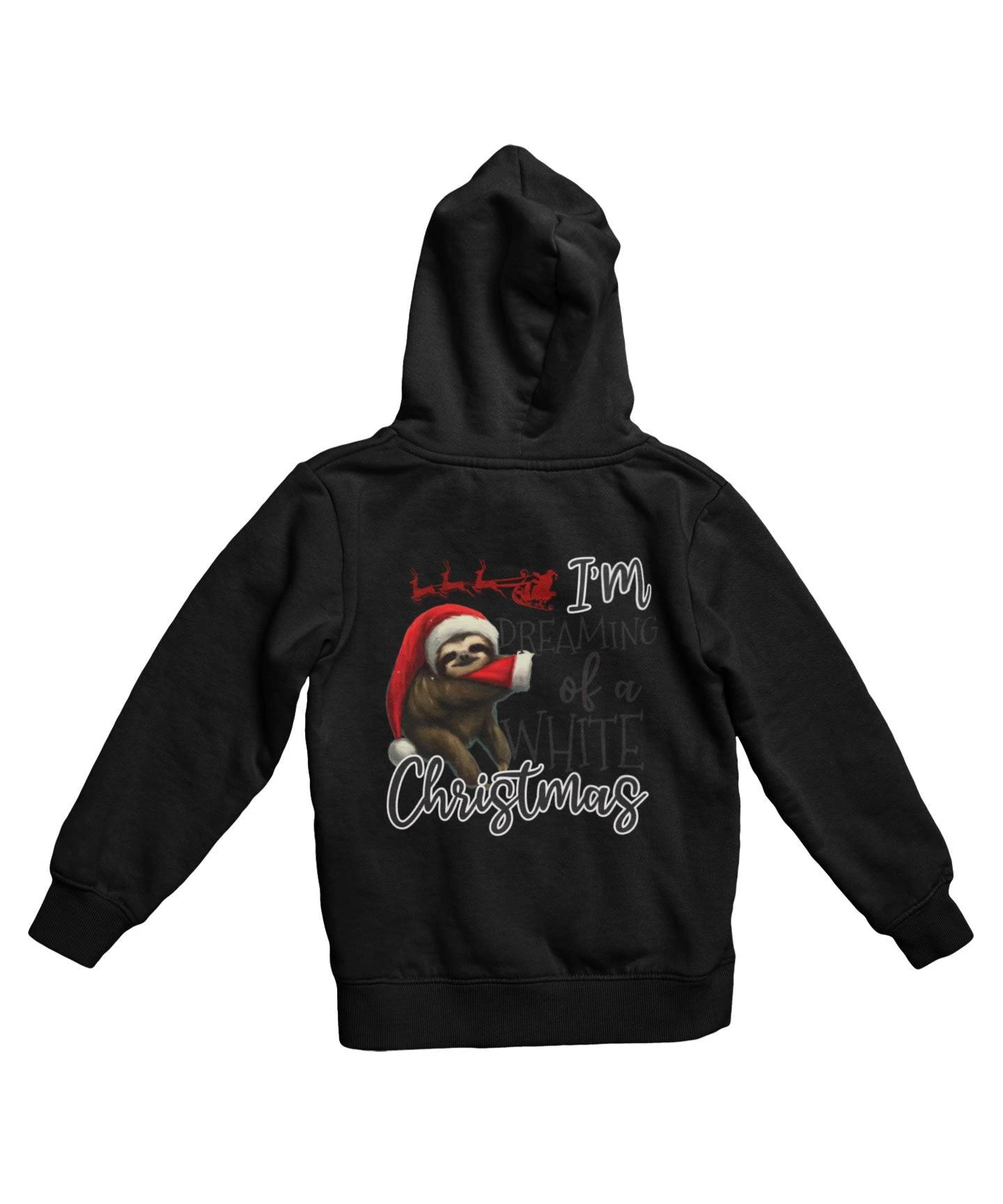 Sloth Dreaming Of A White Christmas Back Printed Sloth Hoodie 2 Sloth Dreaming Of A White Christmas Back Printed Sloth Hoodie - Image 2