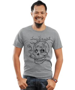 Smoking Skull Tattoo Design Adult Unisex T-Shirt