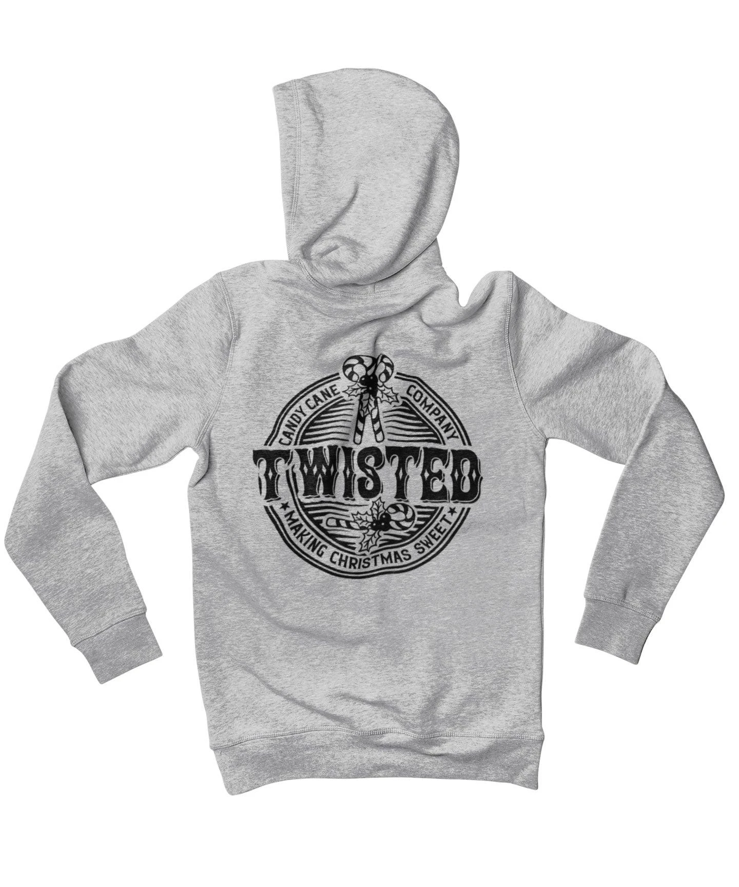 Twisted Candy Cane Mono-Colour Back Printed Christmas Hoodie 3 Twisted Candy Cane Mono-Colour Back Printed Christmas Hoodie - Image 3